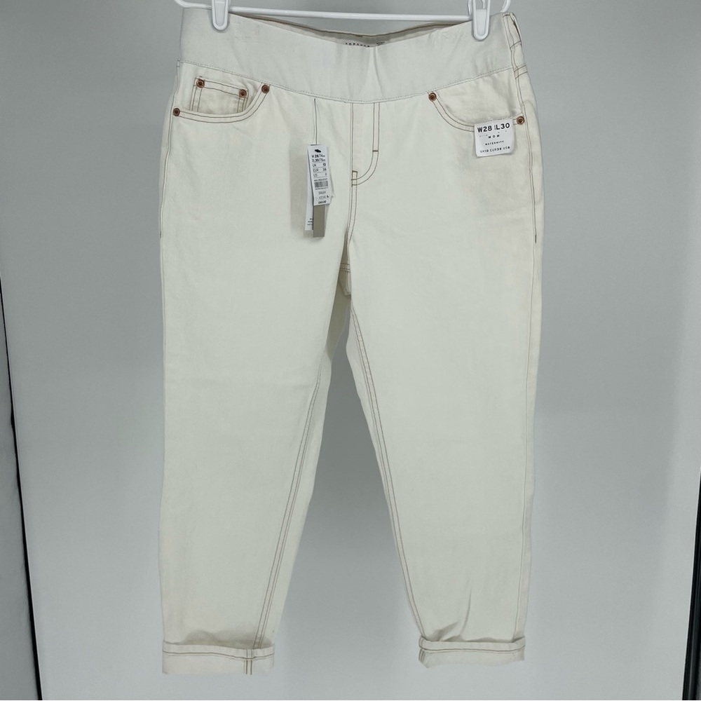TOPSHOP MATERNITY NWT MOM PULL ON JEANS STRAIGHT LEG OVERBUMP WHITE 28 30 - Picture 2 of 12